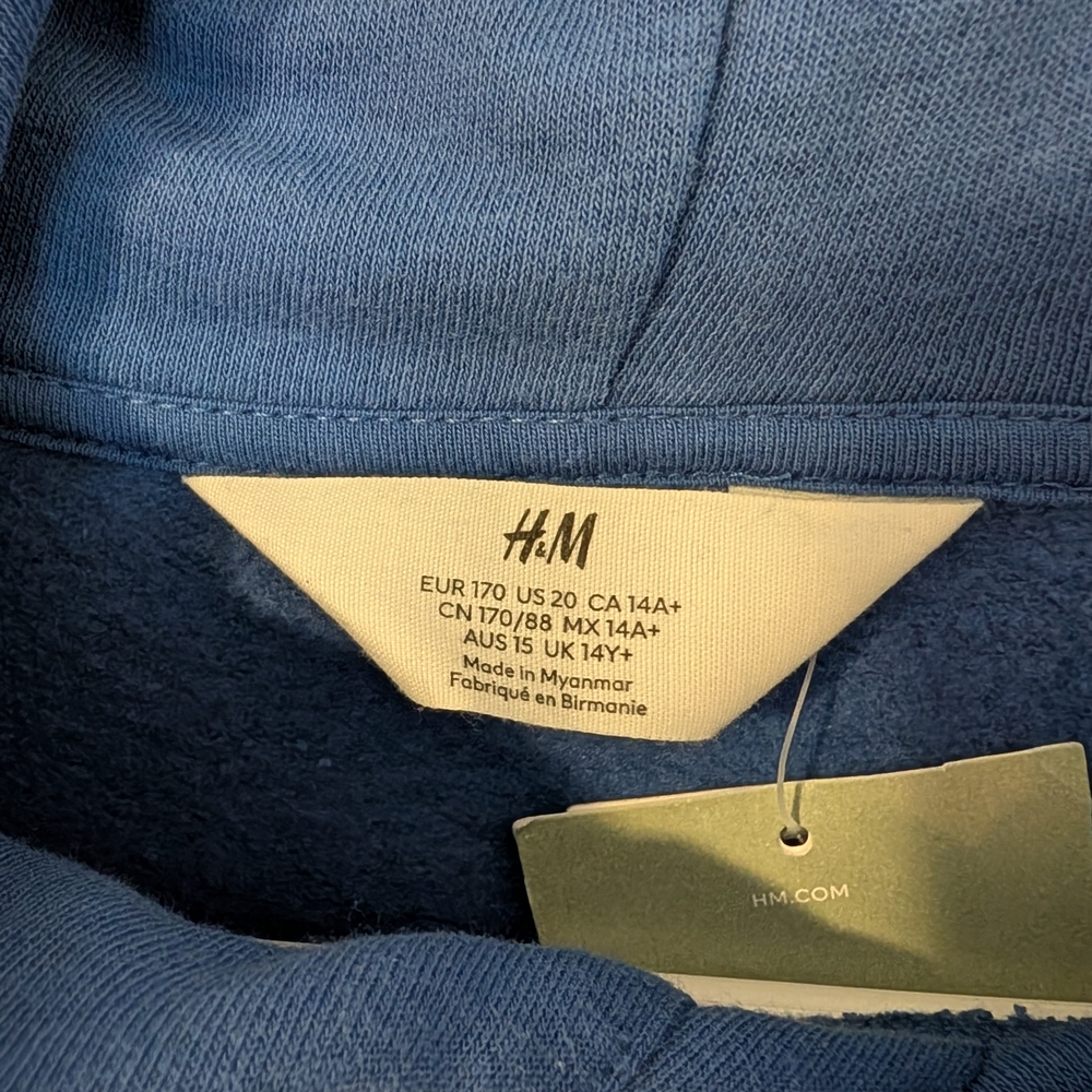 H&M Graphic Hoodie Blue with Skateboard Graphic Boys Size 20 or XXL - Picture 3 of 8